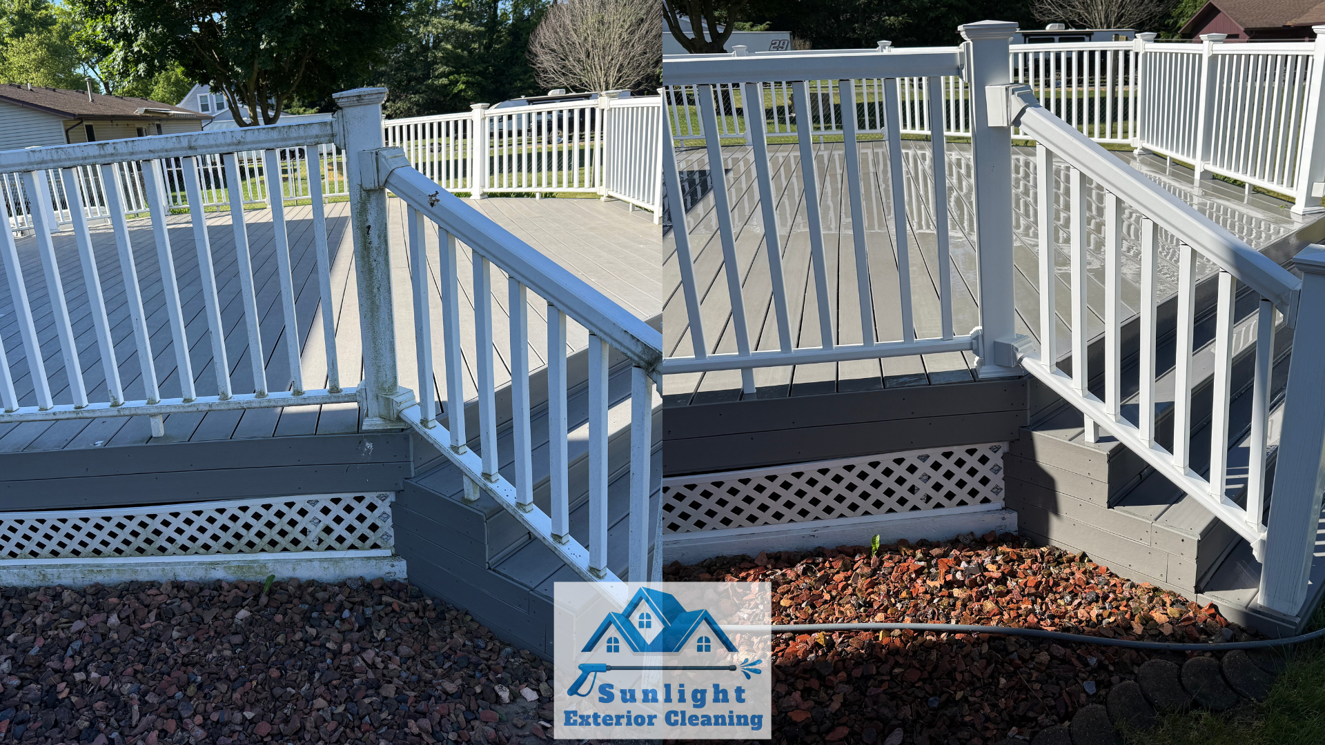 Deck cleaning before and after