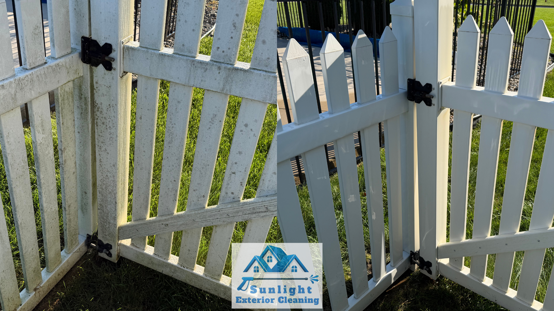 Vinyl fence cleaning before and after